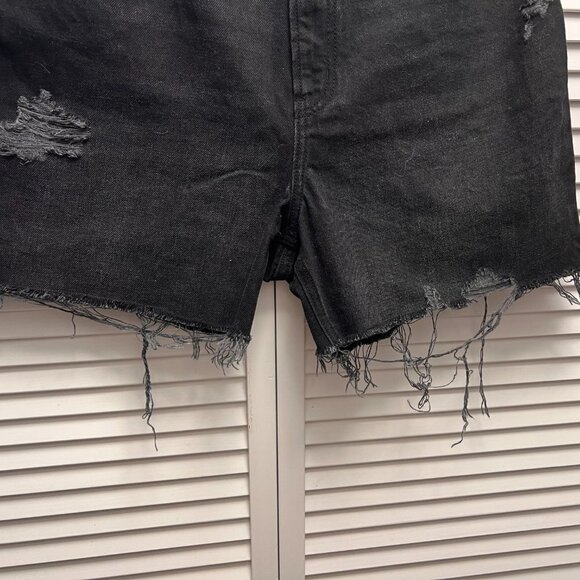 OLD NAVY Denim Black Distressed Shorts Size 14 - Picture 2 of 5